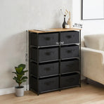 CARLA HOME 8 Drawer Fabric Storage Dresser - Steel Frame - Black - Storage Rack - Rustic