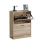 CARLA HOME 2 Flip Drawer Shoe Cabinet - Hidden Storage - Modern - Shoe Storage Cabinet - Oak