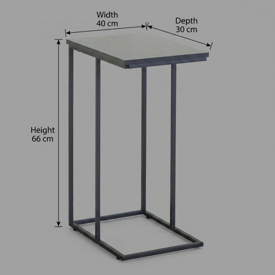 CARLA HOME C - Shape Side Table - Black Metal End Table - Classic - 2 - tier Side Table