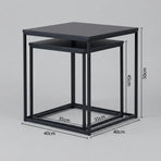 CARLA HOME Nesting Side Table Set of 2 - Black Steel Frame - Classic - Tables Living Room