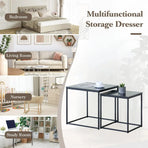 CARLA HOME Nesting Side Table Set of 2 - Black Steel Frame - Classic - Tables Living Room