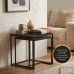 CARLA HOME Nesting Side Table Set of 2 - Black Steel Frame - Classic - Tables Living Room