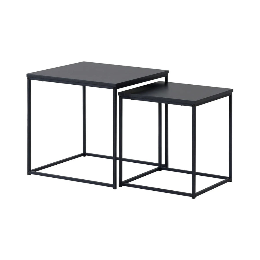 CARLA HOME Nesting Side Table Set of 2 - Black Steel Frame - Classic - Tables Living Room