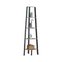 CARLA HOME 5 Tier Corner Shelf - Ladder Bookshelf - Metal Frame - Brown - Rustic
