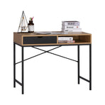 CARLA HOME Oak Computer Desk with Drawer - Mdf Steel Frame - Brown - Rustic - Office Desk Computer