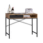 CARLA HOME Oak Computer Desk with Drawer - Mdf Steel Frame - Brown - Rustic - Office Desk Computer
