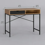 CARLA HOME Oak Computer Desk with Drawer - Mdf Steel Frame - Brown - Rustic - Office Desk Computer