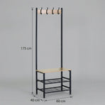CARLA HOME Hall Tree Coat Rack with Bench - 5 Hooks - Brown - Rustic - Garment Rack