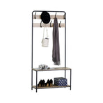 CARLA HOME Hall Tree Coat Rack with Bench - 8 Hooks - Brown - Rustic - Garment Rack