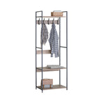 CARLA HOME Freestanding Garment Rack - 5 Hooks 4 Shelves - Brown - Rustic - Steel