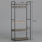 CARLA HOME Freestanding Garment Rack - 5 Hooks 4 Shelves - Brown - Rustic - Steel