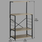 CARLA HOME 4 Tier Bakers Rack Microwave Stand - Oak Finish - Brown - Kitchen Rack