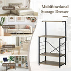 CARLA HOME 4 Tier Bakers Rack Microwave Stand - Oak Finish - Brown - Kitchen Rack