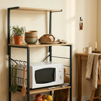 CARLA HOME 4 Tier Bakers Rack Microwave Stand - Oak Finish - Brown - Kitchen Rack