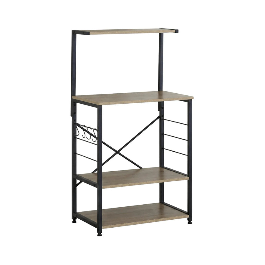 CARLA HOME 4 Tier Bakers Rack Microwave Stand - Oak Finish - Brown - Kitchen Rack