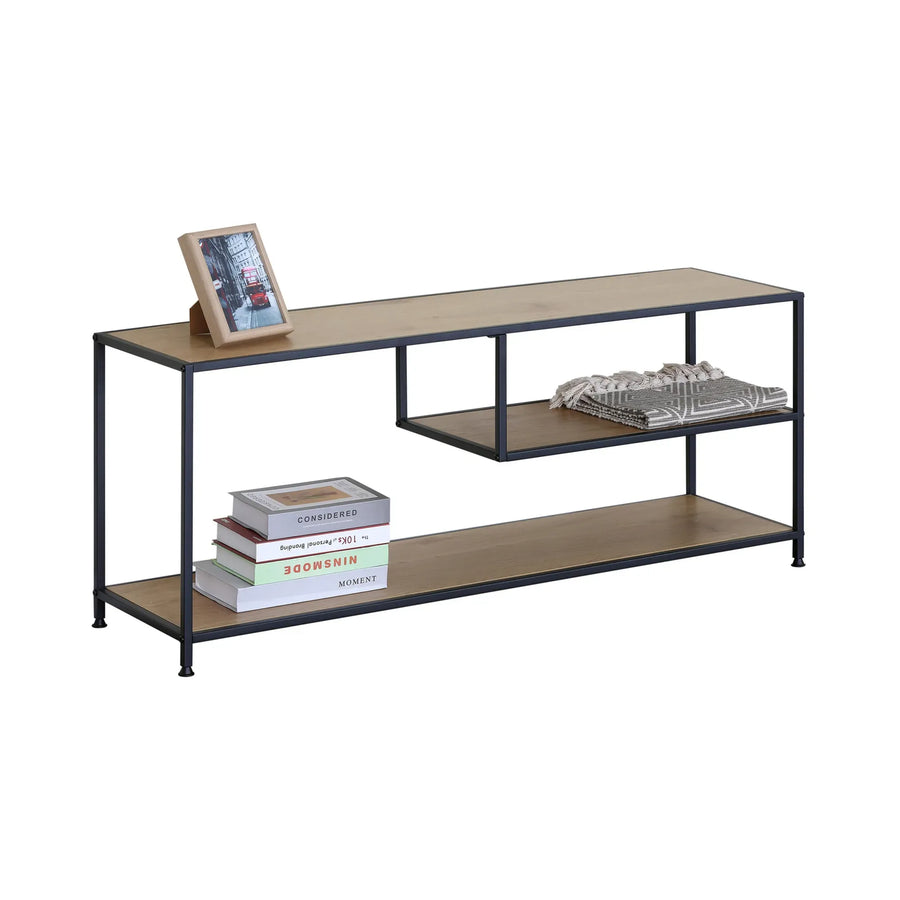 CARLA HOME Industrial Console Table - 3 Shelf Open Storage - Brown - Commodity Shelf