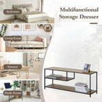CARLA HOME Industrial Console Table - 3 Shelf Open Storage - Brown - Commodity Shelf