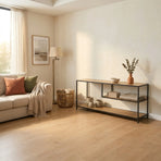 CARLA HOME Industrial Console Table - 3 Shelf Open Storage - Brown - Commodity Shelf