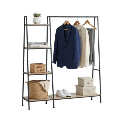 CARLA HOME Freestanding Garment Rack with Shelves - 4 Tier - Brown - Garment Rail