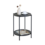CARLA HOME 2 Tier Round Metal Side Table Black - 2 Shelf - Basic - 2 Layers Side Table