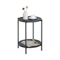 CARLA HOME 2 Tier Round Metal Side Table Black - 2 Shelf - Basic - 2 Layers Side Table