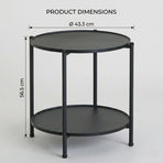 CARLA HOME 2 Tier Round Metal Side Table Black - 2 Shelf - Basic - 2 Layers Side Table