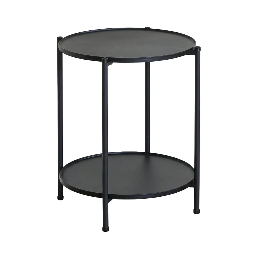 CARLA HOME 2 Tier Round Metal Side Table Black - 2 Shelf - Basic - 2 Layers Side Table