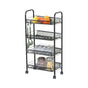 CARLA HOME 4 Tier Rolling Kitchen Trolley Cart - Metal Mesh - Black - Basic - Steel