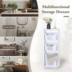 CARLA HOME 3 Tier Rolling Laundry Basket - White with Wheels - Basic - Plastic - 3 - tier Rolling Laundry