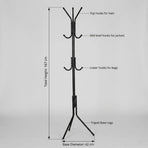 CARLA HOME Metal Coat Rack Stand - 12 Hook Clothes Hanger - Black - Garment Rack