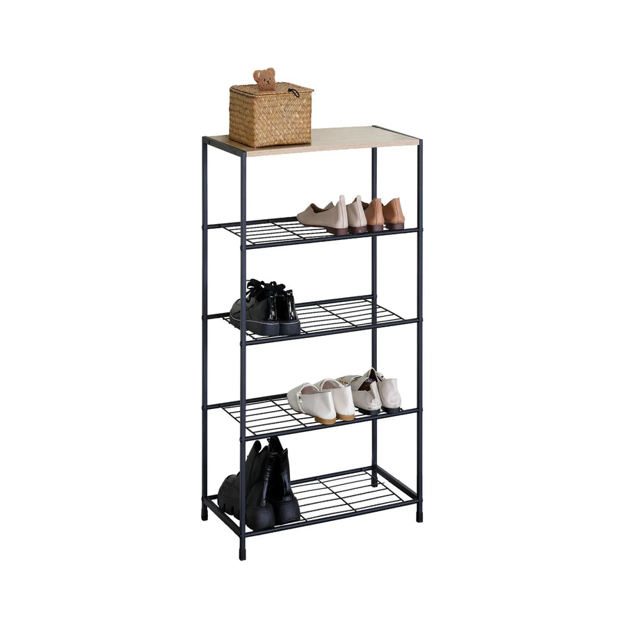 CARLA HOME 5 Tier Shoe Rack - Metal Mesh Organiser - Rustic Brown - Steel - Metal Mesh Shelves