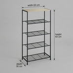 CARLA HOME 5 Tier Shoe Rack - Metal Mesh Organiser - Rustic Brown - Steel - Metal Mesh Shelves
