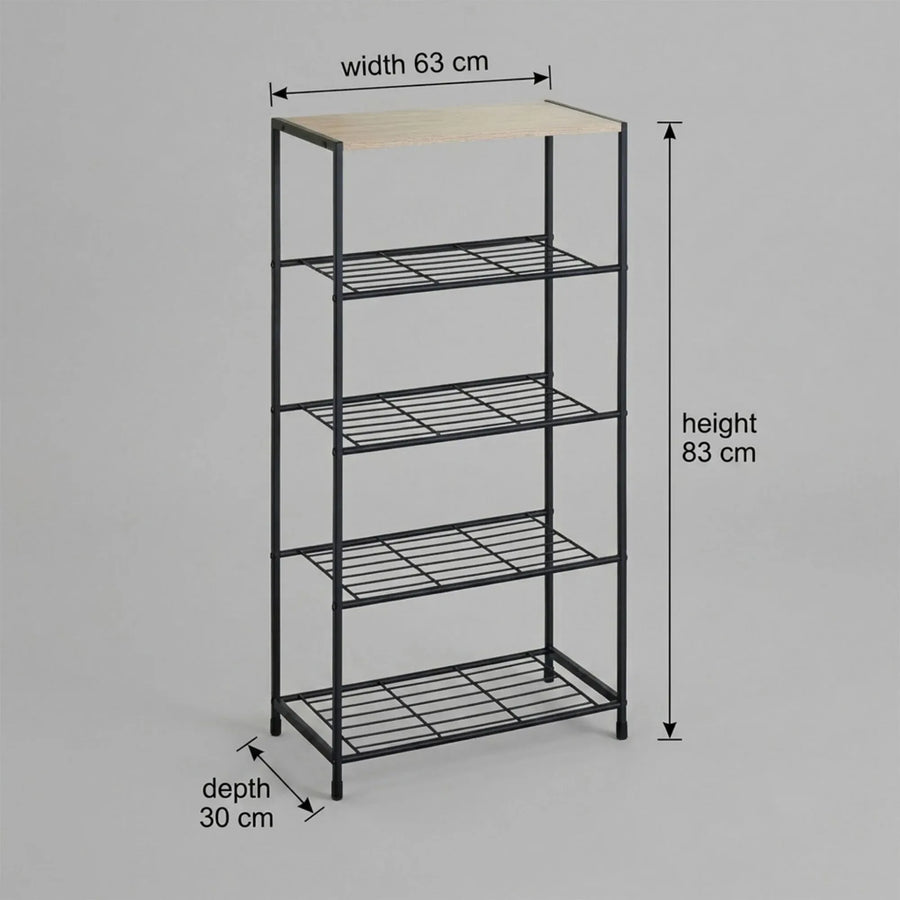 CARLA HOME 5 Tier Shoe Rack - Metal Mesh Organiser - Rustic Brown - Steel - Metal Mesh Shelves