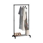 CARLA HOME Clothes Rack with Wheels - Adjustable Height Rail - Black - Garment Rack