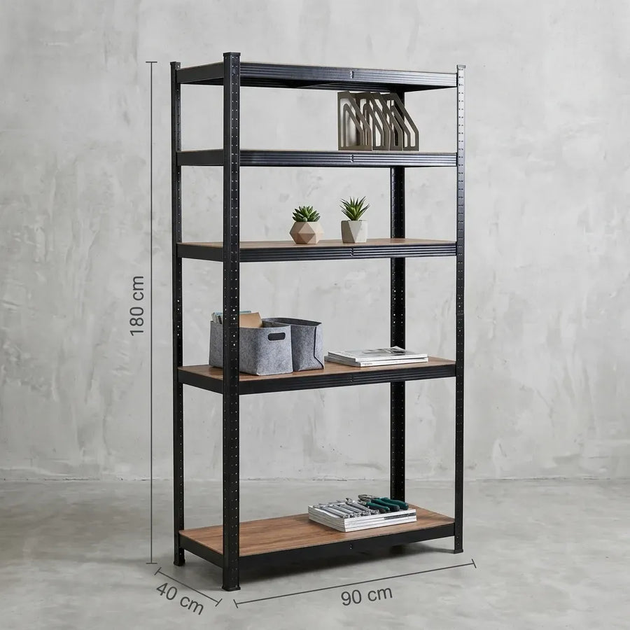 CARLA HOME 5 Tier Steel Shelving Unit - Garage Storage Shelf - Black - Modern