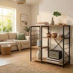 CARLA HOME Kitchen Baker's Rack 4 Tier - Metal Shelf with Hooks - Brown - Kitchen Rack