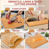 CARLA HOME Bamboo Cutting Board Set with Stand, 4 Pieces for Kitchen - Top-Down View