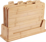 CARLA HOME Bamboo Cutting Board Set with Stand, 4 Pieces for Kitchen - Extra Image