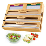 CARLA HOME Bamboo Wrap Organiser, 5 in 1 Dispenser with Cutter for Kitchen