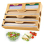 CARLA HOME Bamboo Wrap Organiser, 5 in 1 Dispenser with Cutter for Kitchen