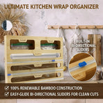 CARLA HOME Bamboo Wrap Organiser, 5 in 1 Dispenser with Cutter for Kitchen, image 6
