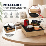 CARLA HOME Couch Cup Holder Tray, Wood Sofa Caddy, Antislip , Living Room - Top-Down View