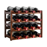 CARLA HOME 4 Tier Wooden Wine Rack, 16 Bottle Storage, Brown