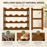 CARLA HOME 4 Tier Wooden Wine Rack, 16 Bottle Storage, Brown - 45-Degree Angle
