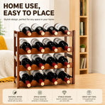 CARLA HOME 4 Tier Wooden Wine Rack, 16 Bottle Storage, Brown