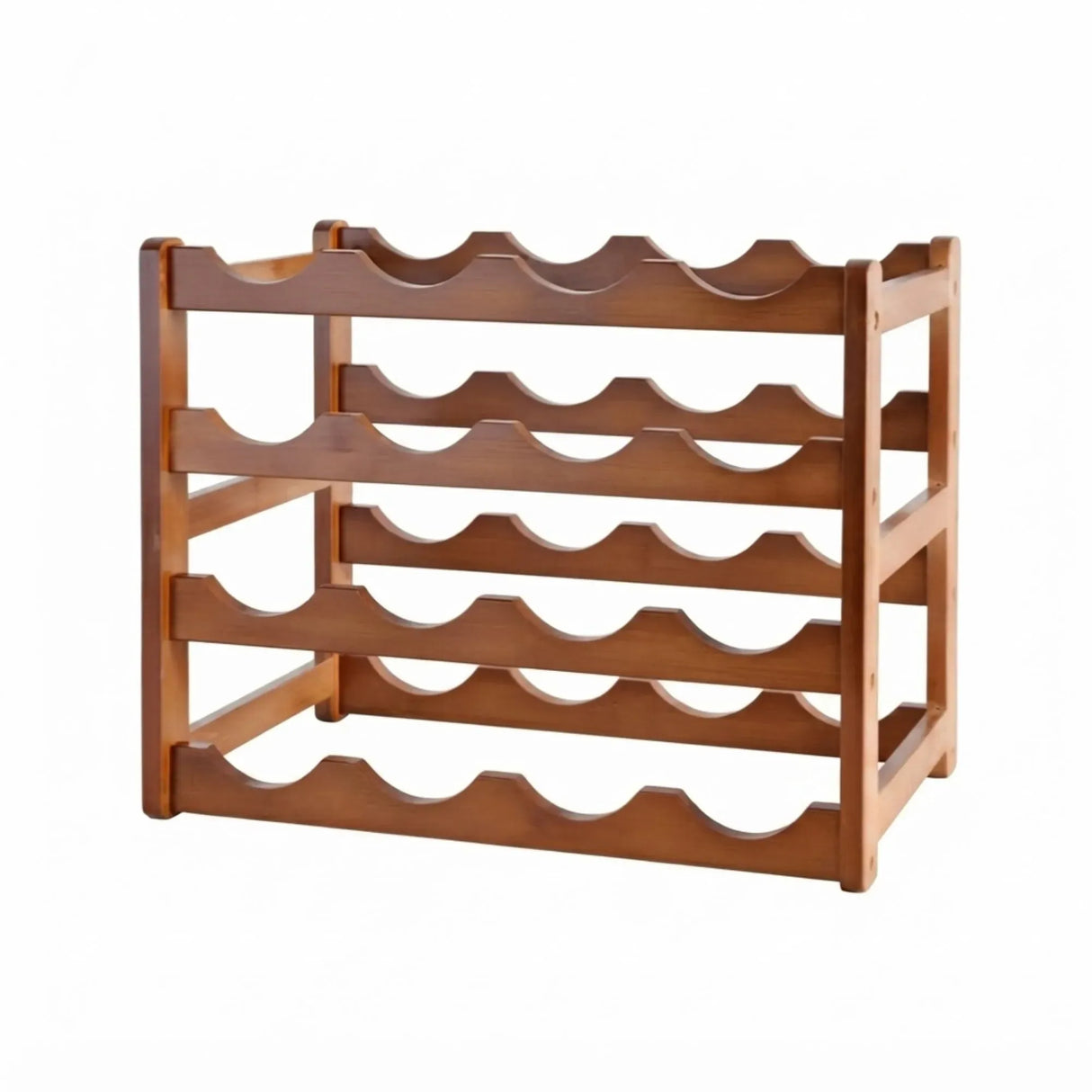 CARLA HOME 4 Tier Wooden Wine Rack, 16 Bottle Storage, Brown
