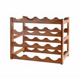 CARLA HOME 4 Tier Wooden Wine Rack, 16 Bottle Storage, Brown - Extra Image