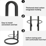 CARLA HOME 4 Tier Ball Storage Rack - Vertical Metal Stand - Black - Basketball Hoop - Side View