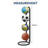 CARLA HOME 4 Tier Ball Storage Rack - Vertical Metal Stand - Black - Basketball Hoop - Top-Down View