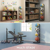 CARLA HOME 4 Tier Ball Storage Rack - Vertical Metal Stand - Black - Basketball Hoop - Rear View